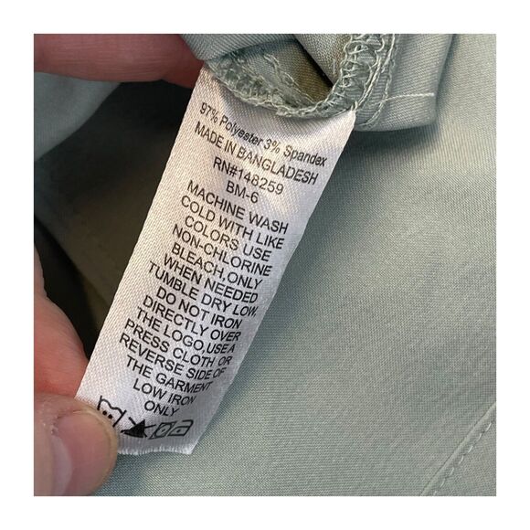 Mint Scrub Top Women Large Green Polyester Stretch Pocket Side Slit Short Sleeve - Picture 7 of 7